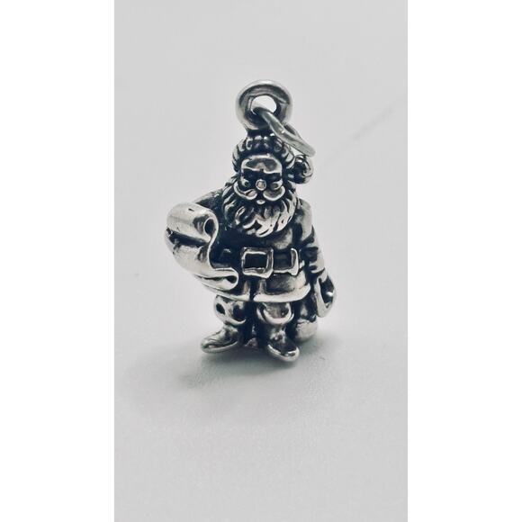 Santa Sterling Silver Charm Hold Naughty Nice List - Picture 1 of 3